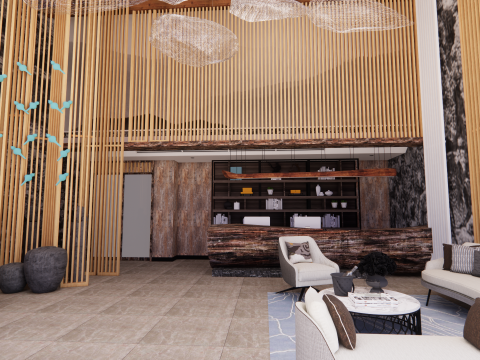 Hotel Lobby Interior-B2 3D Model
