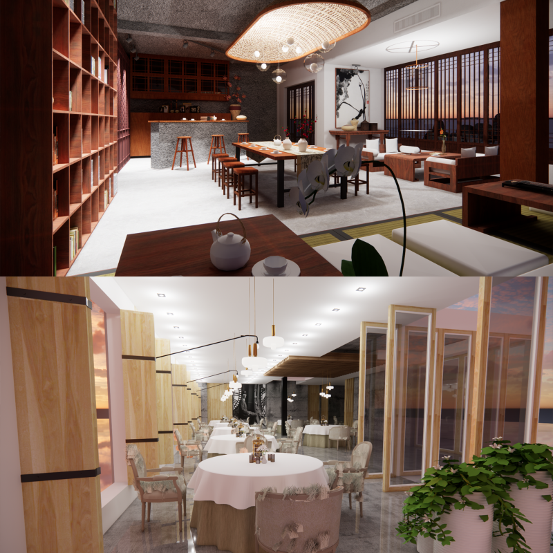 Restaurant Coffee Shop-B2 3D Model .c4d .max .obj .3ds .fbx .stl .blend 