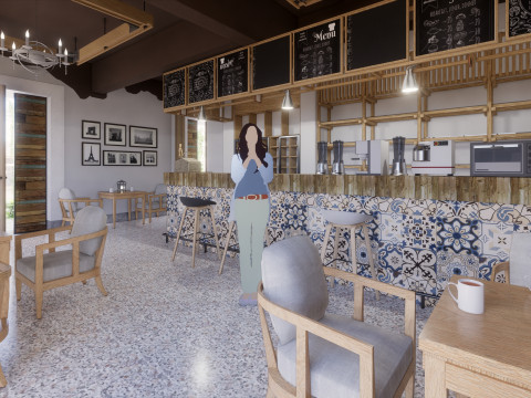 餐厅 咖啡厅-B1 3D 模型