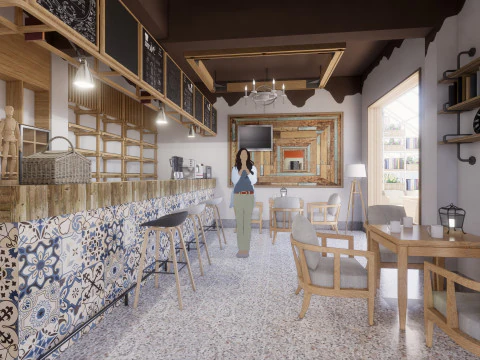 Restaurant Coffee Shop-B1 3D Model