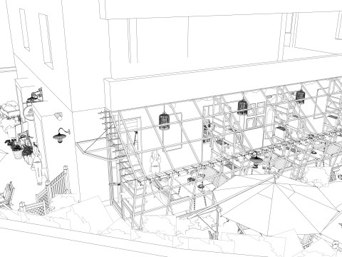 餐厅 咖啡厅-B1 3D 模型