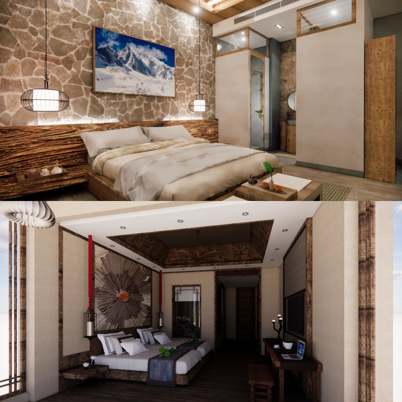 Hotel Room -B2 3D Model .c4d .max .obj .3ds .fbx .stl .blend 