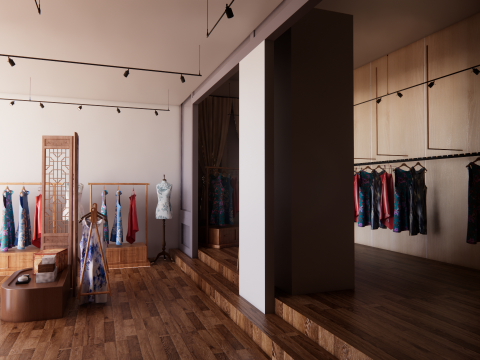 服装店内部-B1 3D 模型