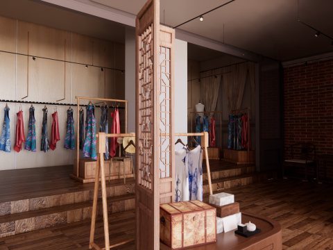 服装店内部-B1 3D 模型