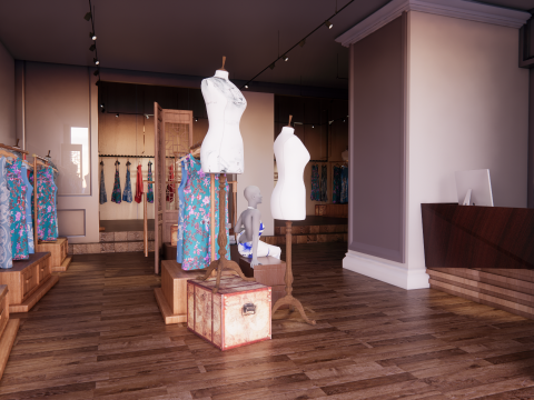 服装店内部-B1 3D 模型