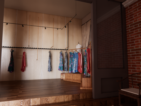 服装店内部-B1 3D 模型