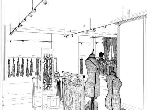 服装店内部-B1 3D 模型