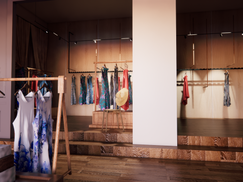 服装店内部-B1 3D 模型