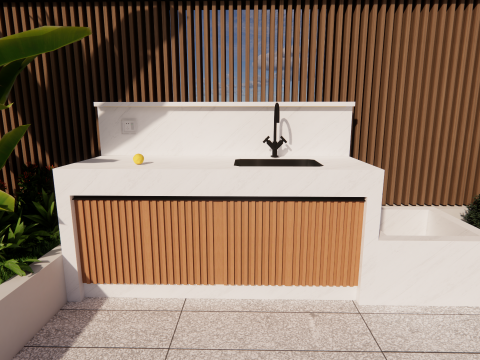 带水槽浴室柜-B1 3D 模型