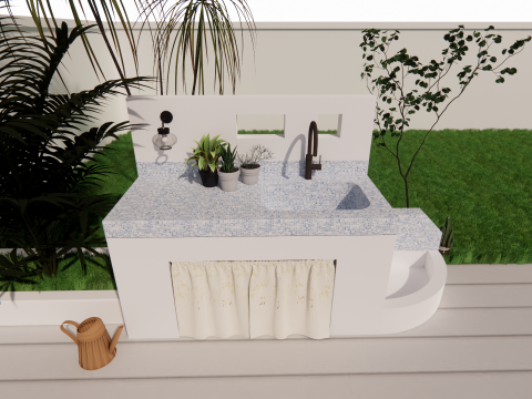 带水槽浴室柜-B3 3D 模型