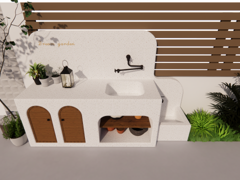 带水槽浴室柜-B3 3D 模型