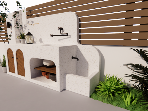 带水槽浴室柜-B3 3D 模型