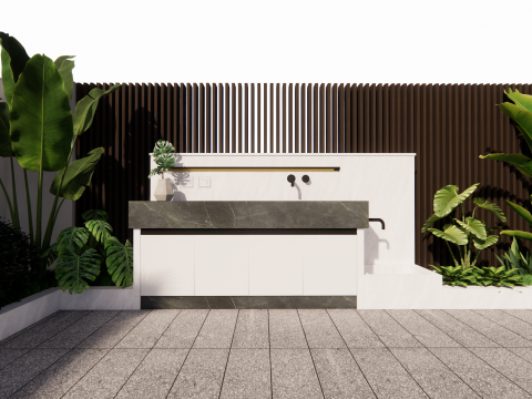 Badkamermeubel Met Wastafel -B4 3D Model