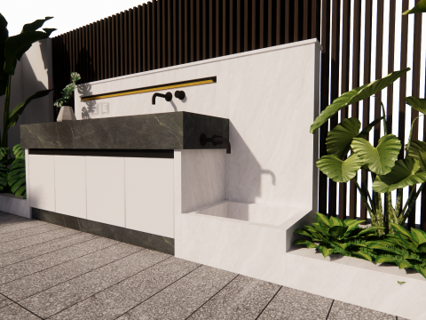 Badkamermeubel Met Wastafel -B4 3D Model