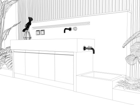 Badkamermeubel Met Wastafel -B4 3D Model