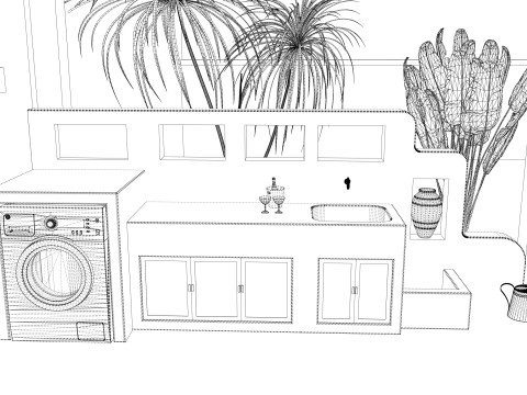 Badkamermeubel Met Wastafel -B4 3D Model
