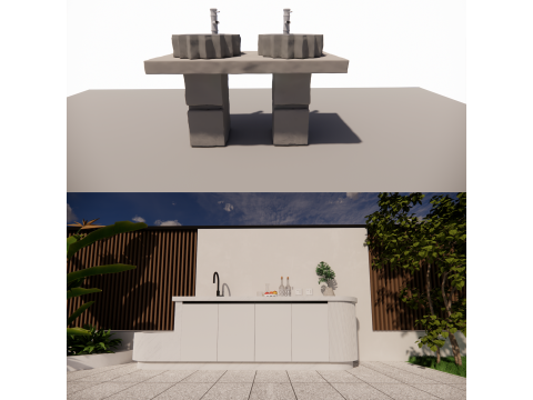 Bathroom Cabinet With Sink -B6 3D Model