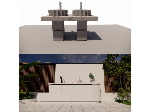 Bathroom Cabinet With Sink -B6 3D Model