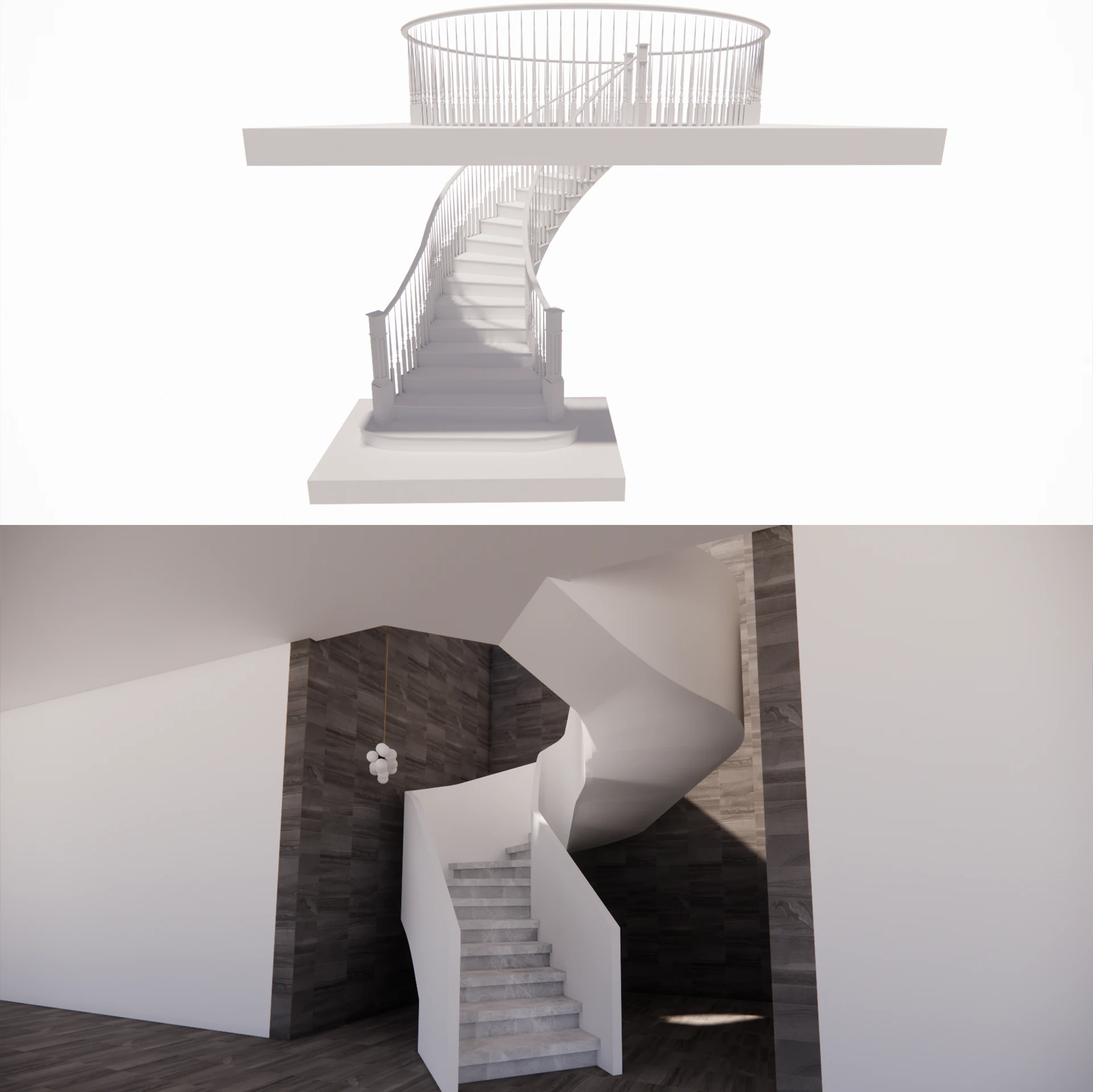 Spiral staircase -B2 3D Model .c4d .max .obj .3ds .fbx .stl .blend