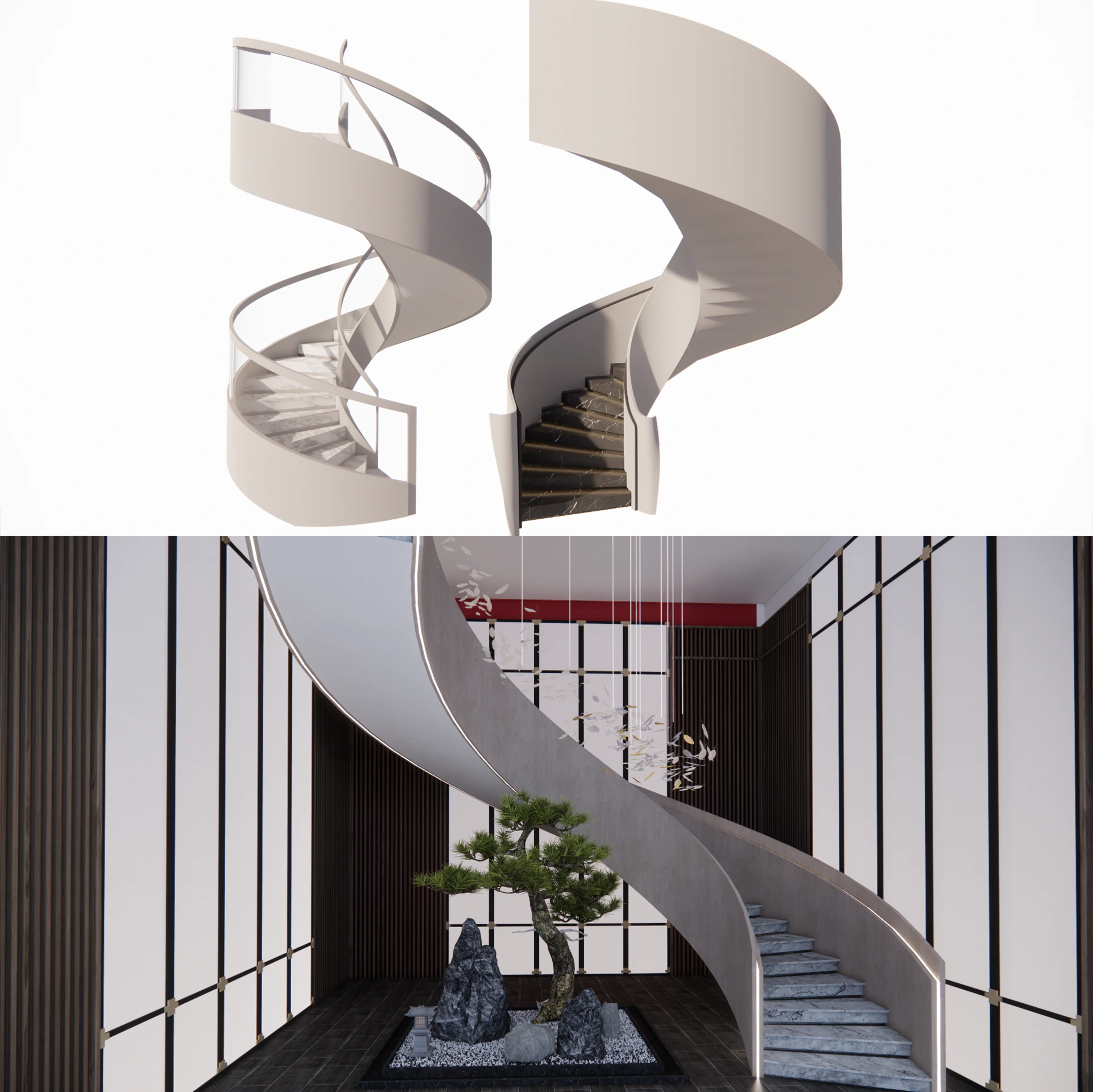 Spiral staircase -B1 3D Model .c4d .max .obj .3ds .fbx .stl .blend