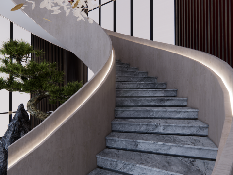 Escada em espiral -B1 Modelo 3D