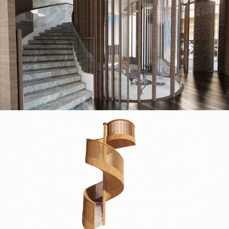 Винтовая лестница -В3 3D Модель .c4d .max .obj .3ds .fbx .stl .blend 