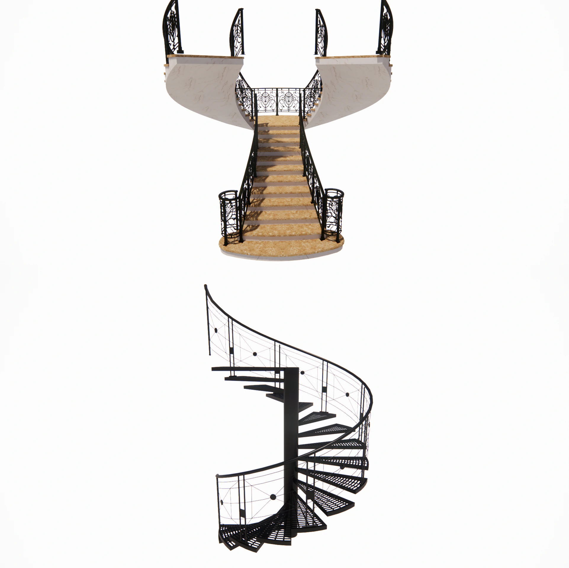 Spiral staircase -B5 3D Model .c4d .max .obj .3ds .fbx .stl .blend 
