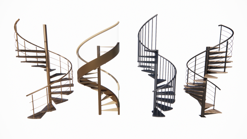 Escalera de caracol -B10 Modelo 3D .c4d .max .obj .3ds .fbx .stl .blend 