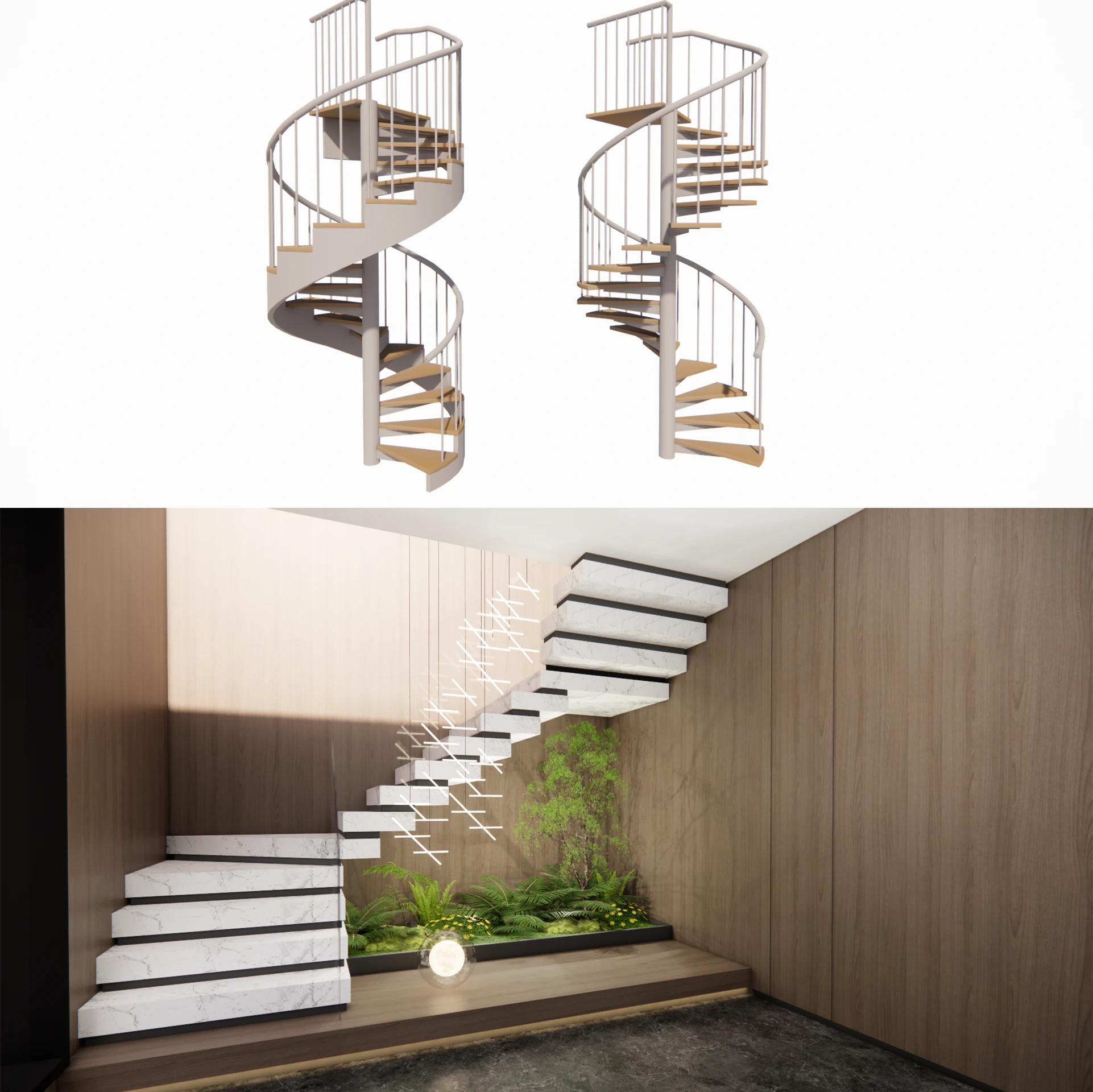 Spiral staircase -B12 3D Model .c4d .max .obj .3ds .fbx .stl .blend 