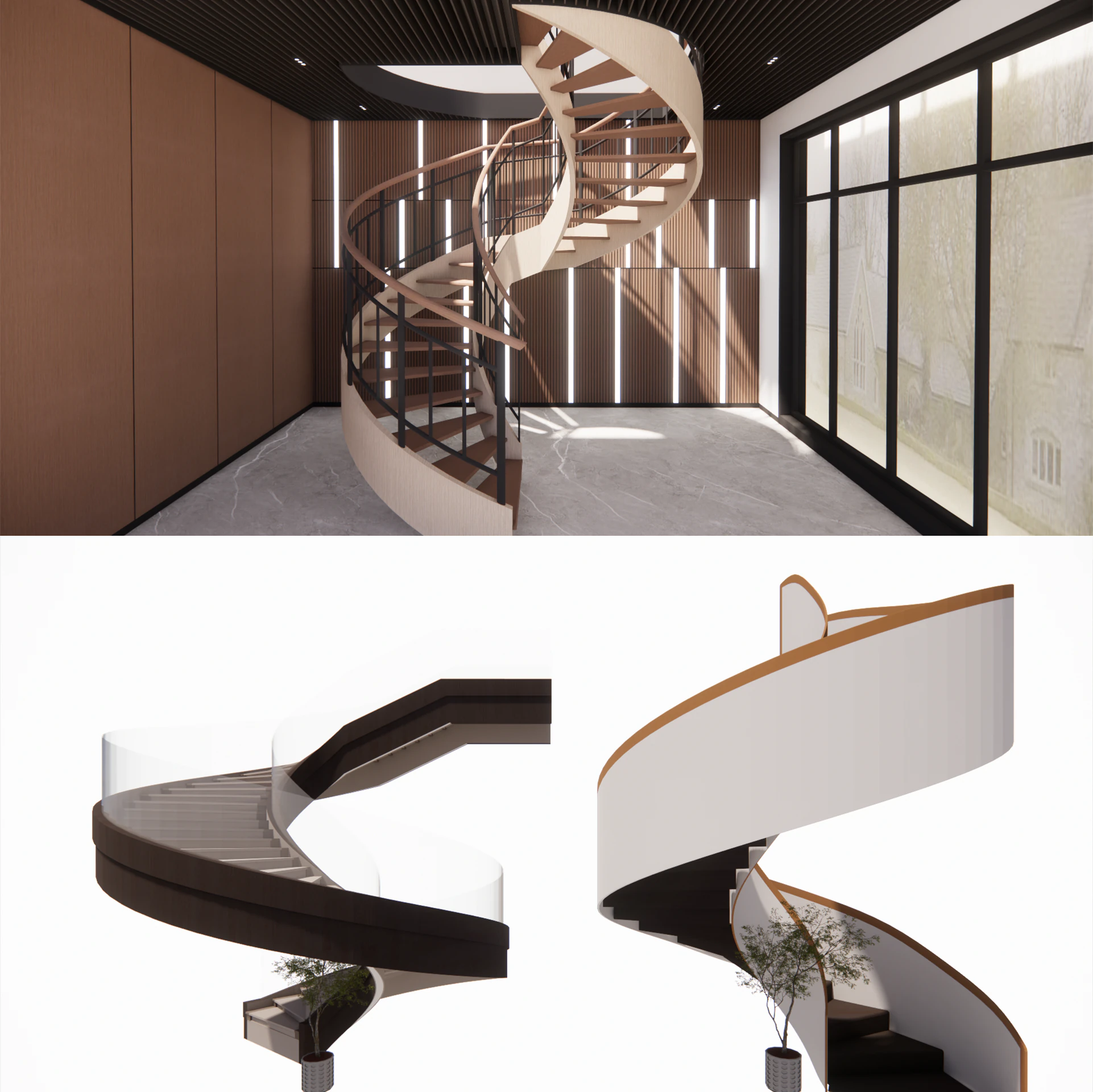 Spiral staircase -B13 3D Model .c4d .max .obj .3ds .fbx .stl .blend 