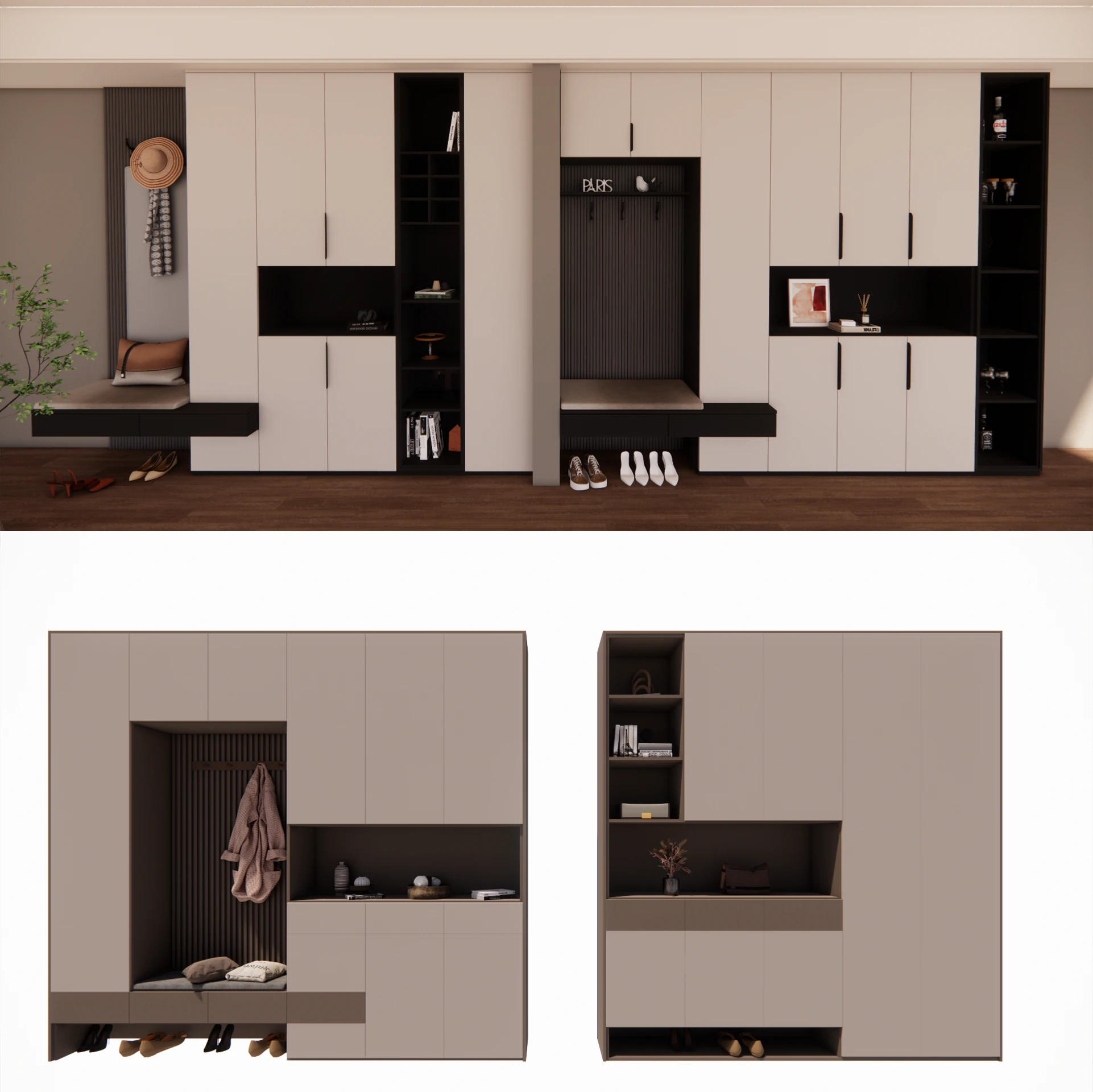 Wardrobe -B5 3D Model .c4d .max .obj .3ds .fbx .stl .blend 