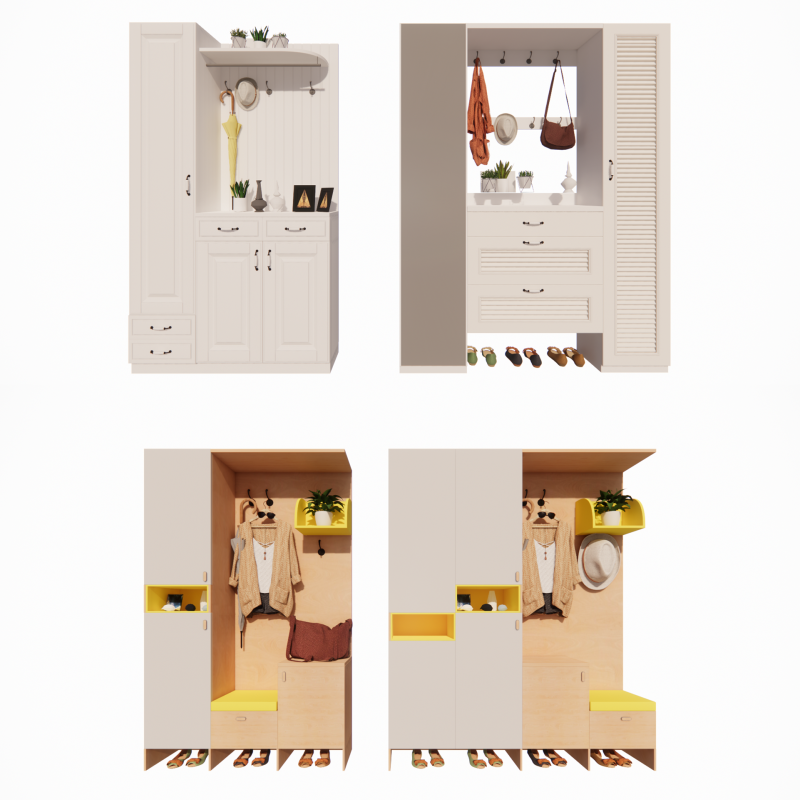 Kleiderschrank -B16 3D Modell .c4d .max .obj .3ds .fbx .stl .blend 