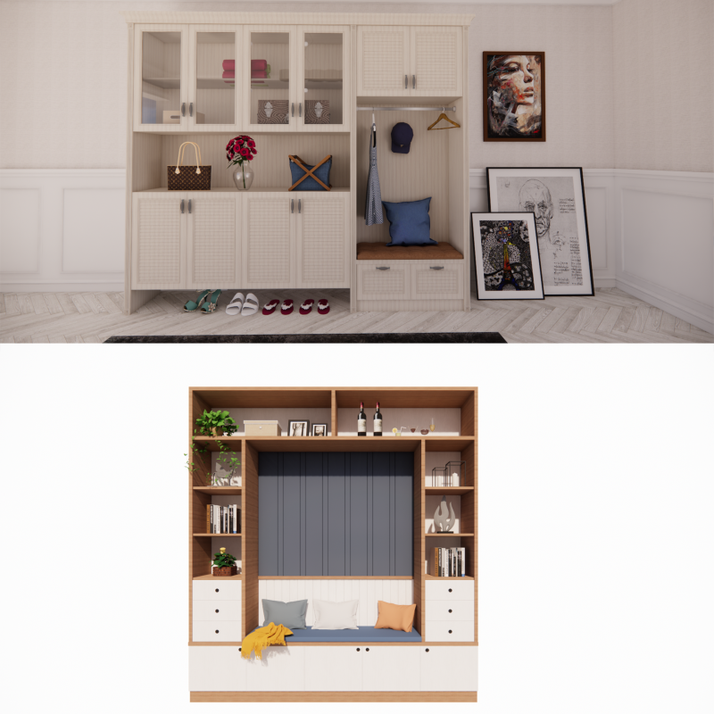 Kleiderschrank -B15 3D Modell .c4d .max .obj .3ds .fbx .stl .blend 