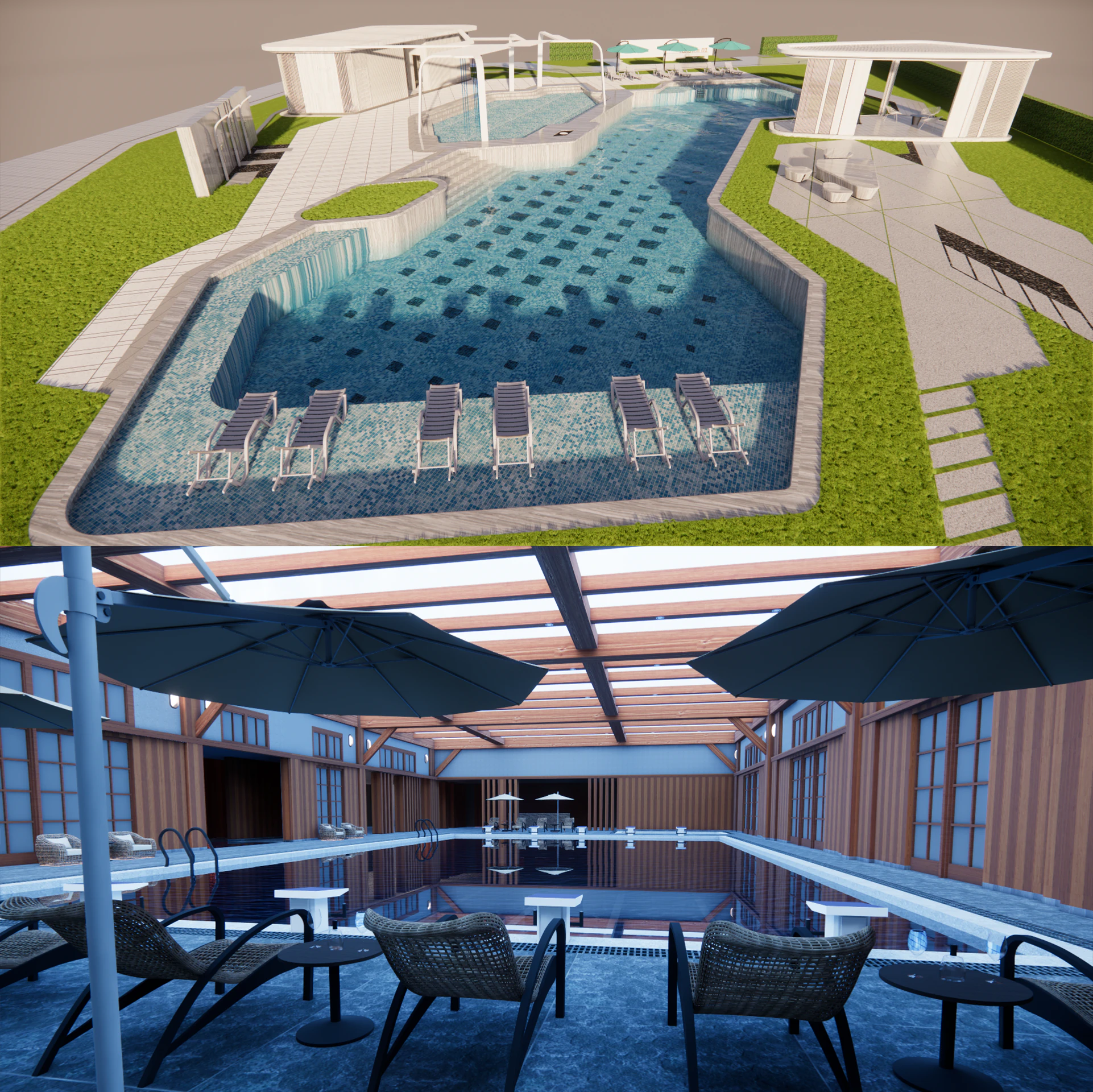 Collection swimming pools -B2 3D Model .c4d .max .obj .3ds .fbx .stl .blend