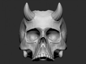 Skull pot with horns 3D Print Model