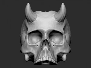 Totenkopftopf mit H&ouml;rnern 3D Druckmodell