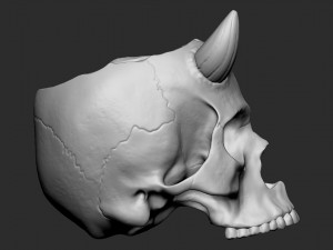Skull pot with horns 3D Print Model