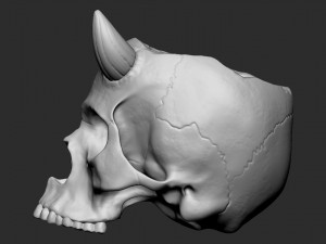 Skull pot with horns 3D Print Model