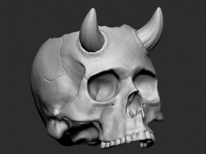 Skull pot with horns 3D Print Model