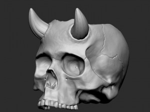 Skull pot with horns 3D Print Model