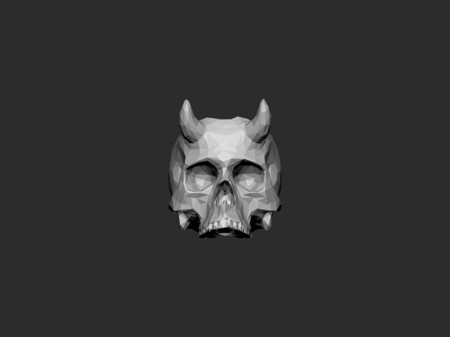 Skull pot with horns low-poly Model Cetak 3D .c4d .max .obj .3ds .fbx .stl .blend