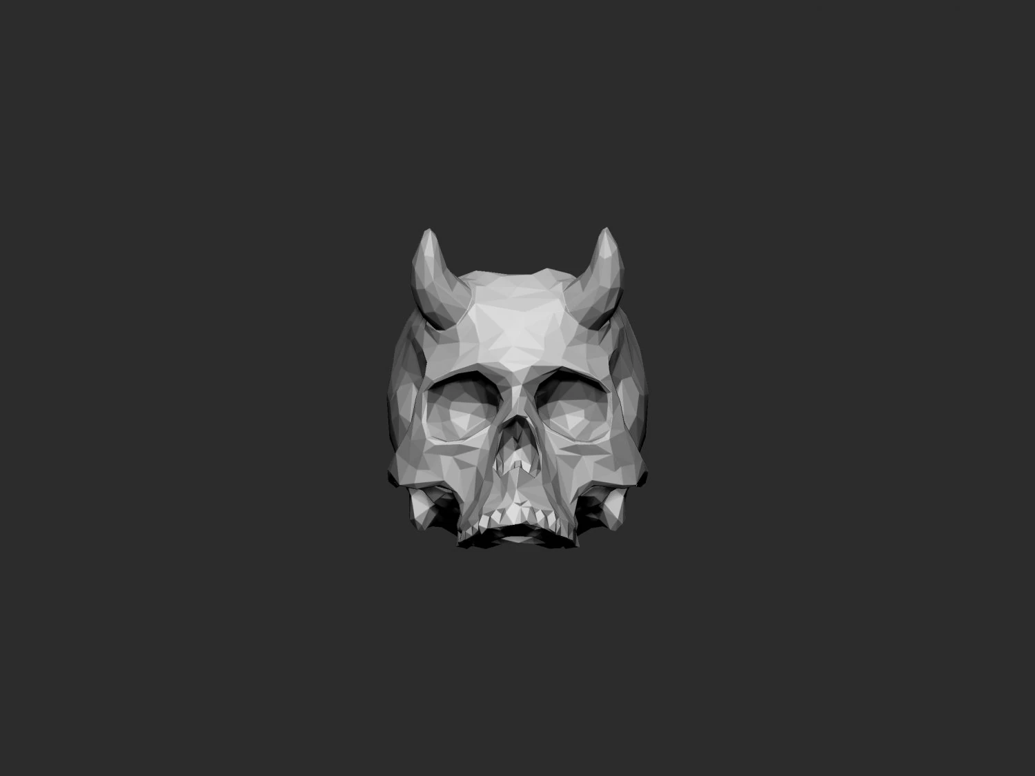 Skull pot with horns low-poly 3D Print Model .c4d .max .obj .3ds .fbx .stl .blend 