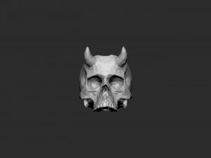 Schedelpot met hoorns low-poly 3D printmodel