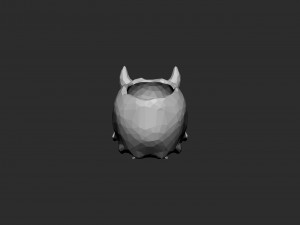 Skull pot with horns low-poly Model Cetak 3D