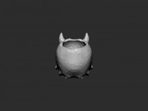 Skull pot with horns low-poly 3D Print Model