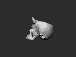 Skull pot with horns low-poly 3D Print Model