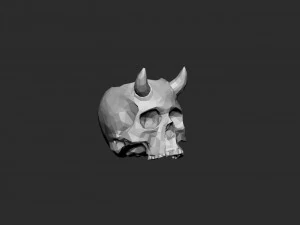 Skull pot with horns low-poly 3D Print Model