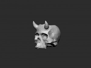 Skull pot with horns low-poly Model Cetak 3D