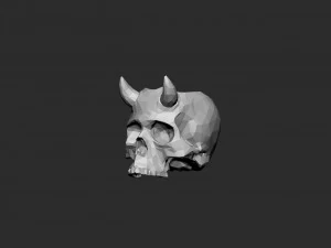 Skull pot with horns low-poly 3D Print Model