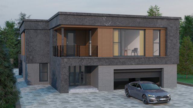 3D visualization of the exterior House 3D 모델 .c4d .max .obj .3ds .fbx .stl .blend 